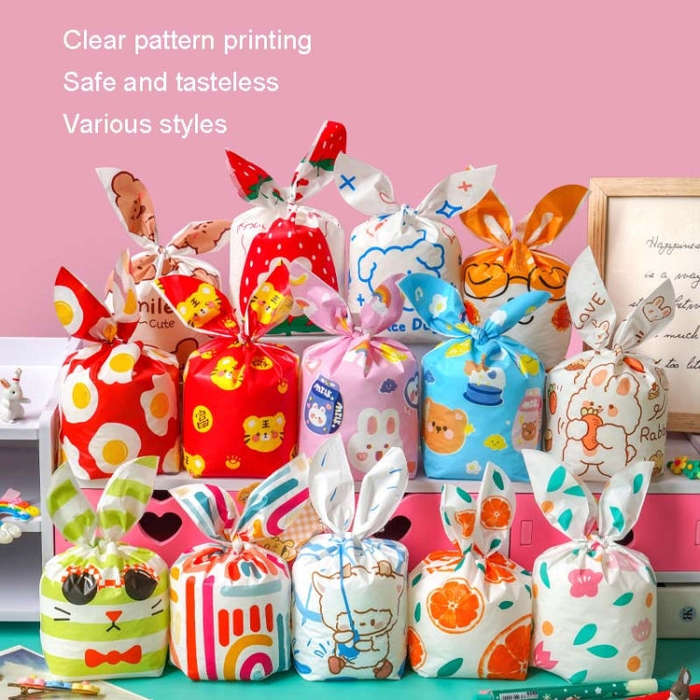 1bag Candy Packaging Bags Baking Biscuit Gift Bags 13.5x22cm(Space Rabbit)