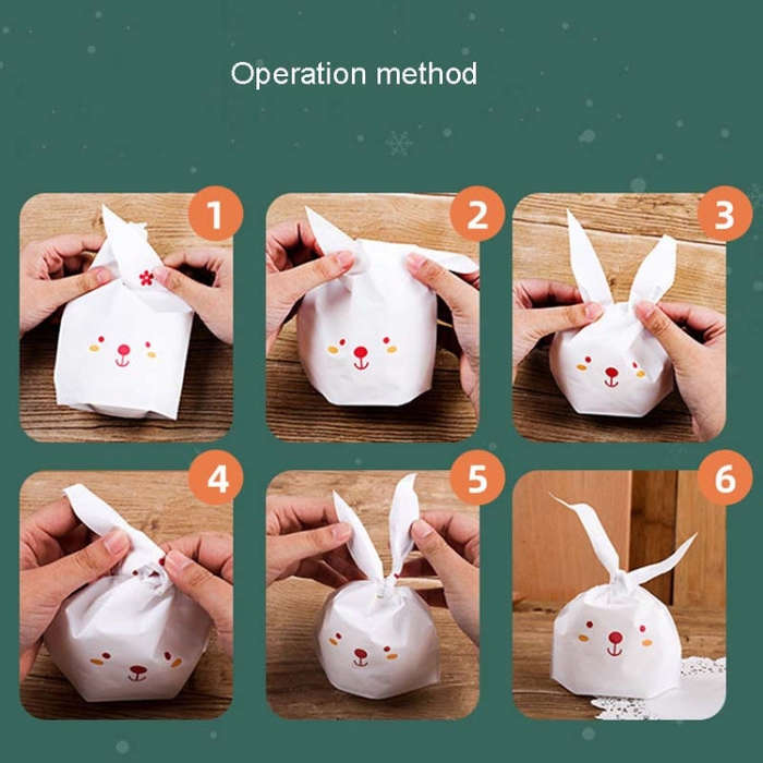 1bag Candy Packaging Bags Baking Biscuit Gift Bags 13.5x22cm(Space Rabbit)