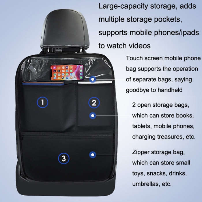 Car Seat Back Children Anti-kick Pad Back Rear Anti-dirty Universal Leather Protection Pad Storag...
