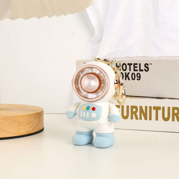 6092 Cartoon Astronaut Fan With Lanyard Portable Mini USB Charging Fan(Light Blue)
