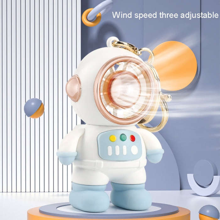 6092 Cartoon Astronaut Fan With Lanyard Portable Mini USB Charging Fan(Light Blue)