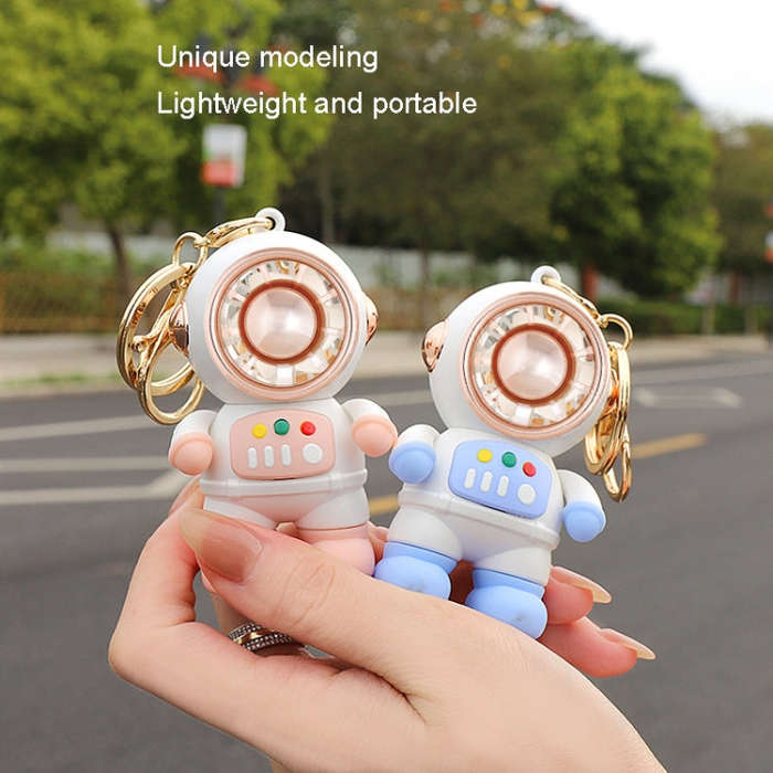6092 Cartoon Astronaut Fan With Lanyard Portable Mini USB Charging Fan(Light Blue)