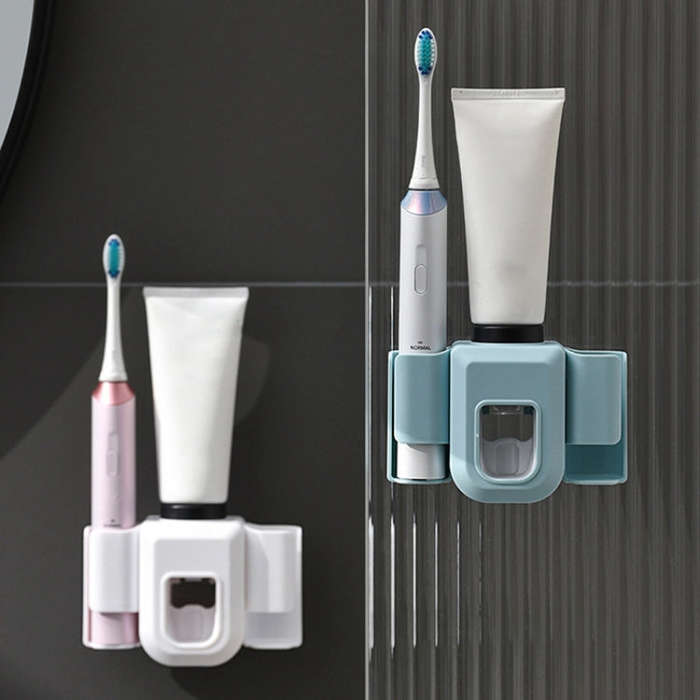 Electric Toothbrush Holder Automatic Toothpaste Squeezer Bathroom Wall Mounted Toothpaste Holder(...