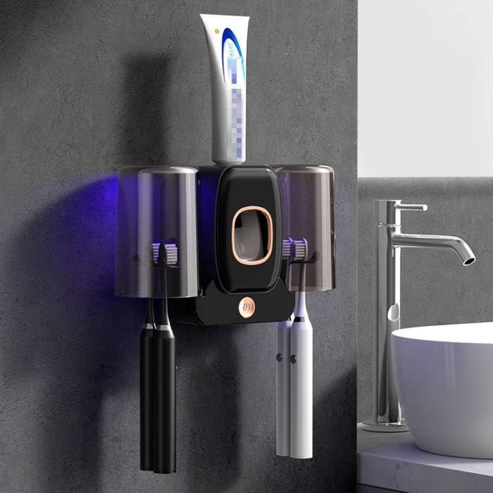 Couple Wall Mounted Toothbrush Holder Automatic Squeeze Toothpaste Device,Spec: Disinfection Type...