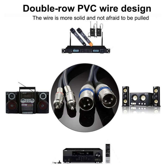 2RCA Male 2XLR Caron Male Speaker Audio Balance Cable, Length: 5m