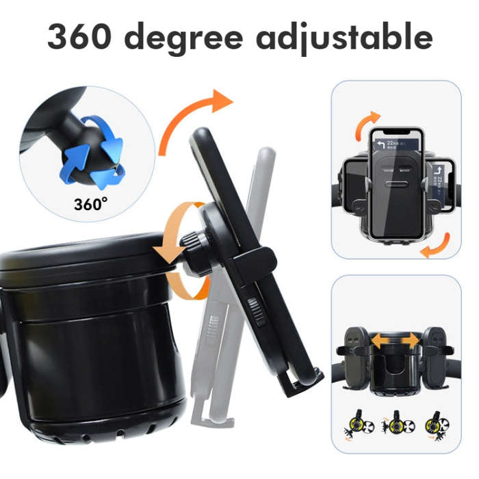 3 IN 1 Universal Baby Stroller Mobile Phone Cup Holder Motorcycle Water Cup Holder(Black)