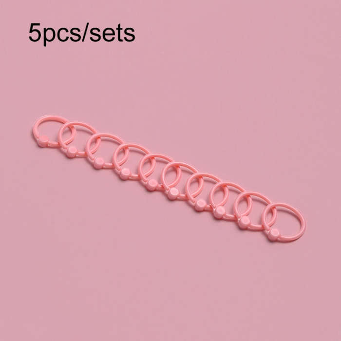 5sets Loose Leaf Single Ring Lock Stationery Key Ring Macaron Bag Packing(HYH-15 Pink)