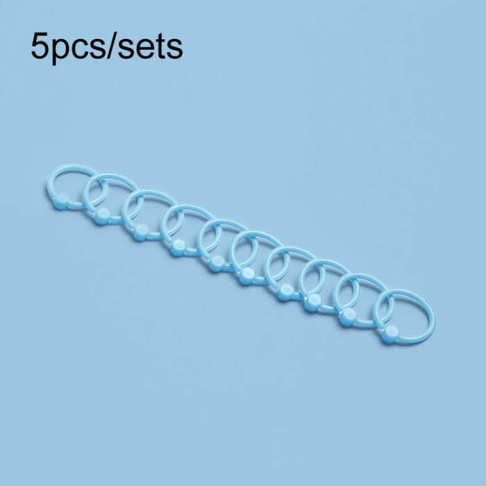 5sets Loose Leaf Single Ring Lock Stationery Key Ring Macaron Bag Packing(HYH-15 Light Blue)