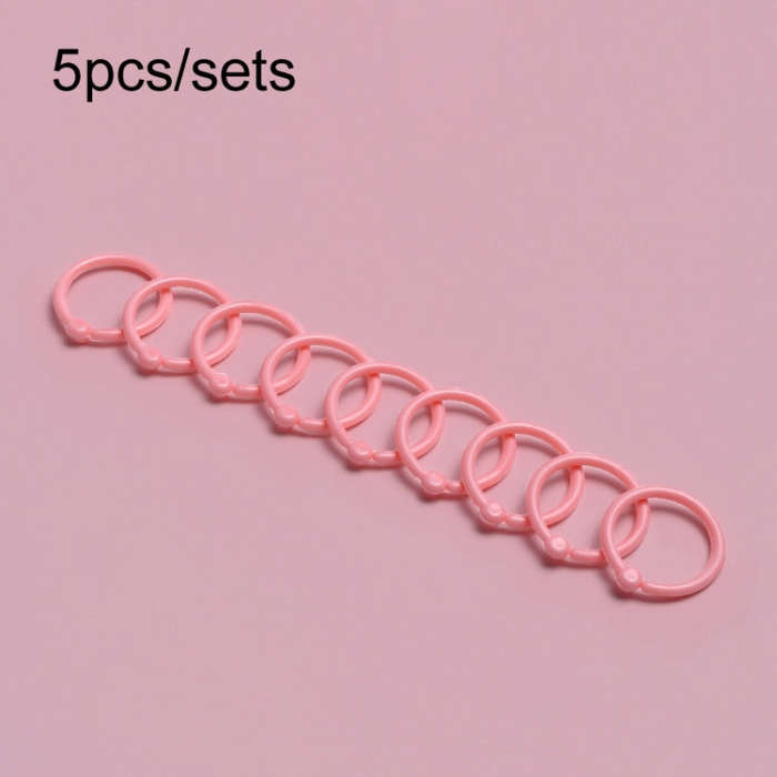 5sets Loose Leaf Single Ring Lock Stationery Key Ring Macaron Bag Packing(HYH-24 Pink)