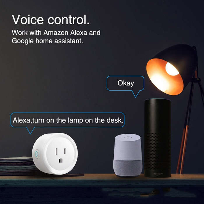 Tuya Smart App Wifi Smart Socket Phone Remote Timing Voice Switch Supports Alexa US Plug, Style: ...