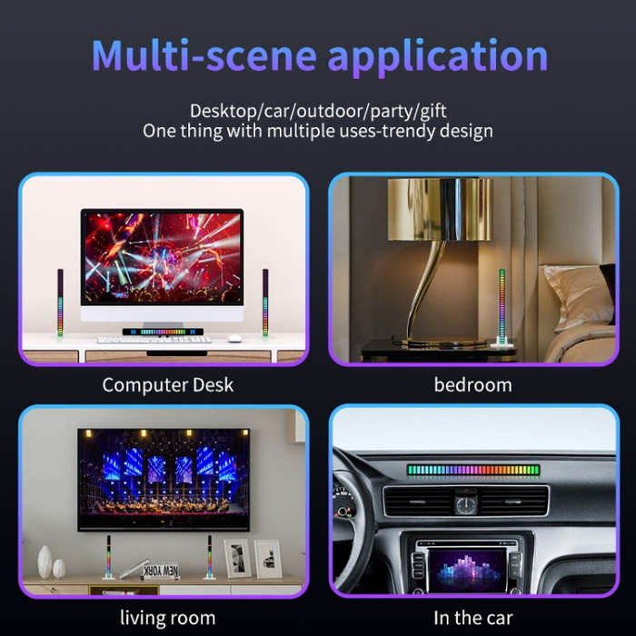 RGB Sound-controlled Rhythmic Response Lights Music Ambient LED Pick-up Lights Plug-in(32 Lights ...