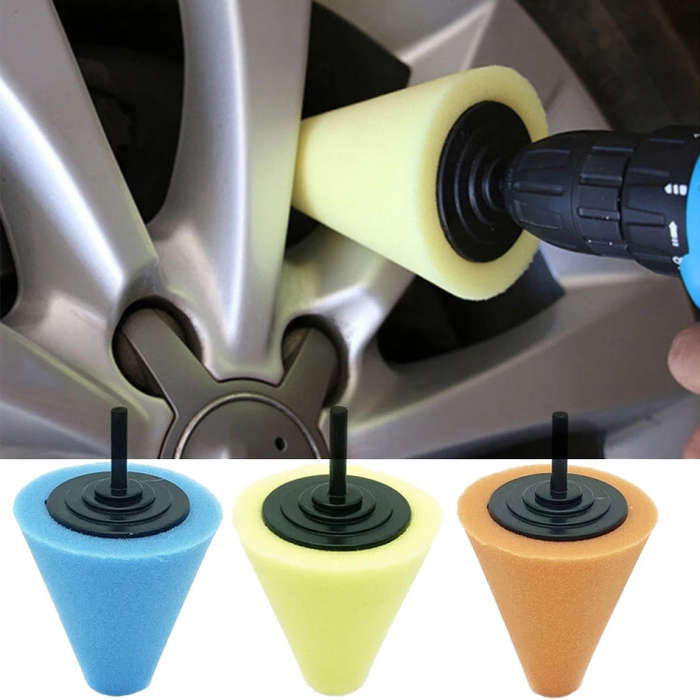 Car Cone 3 inch Polishing Sponge Waxing Sponge Wheel(Yellow)