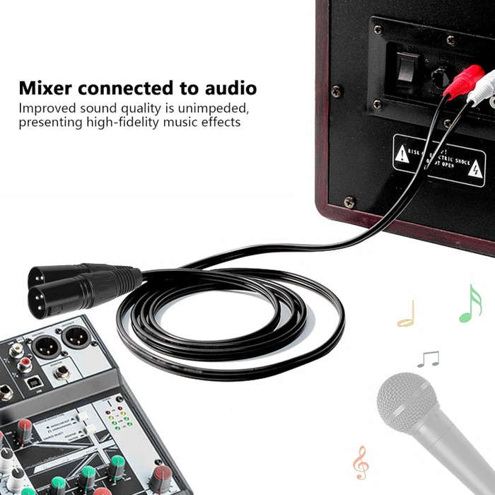 2RCA To 2XLR Speaker Canon Cable Audio Balance Cable, Size: 1.5m(Dual Lotus To Dual Female)