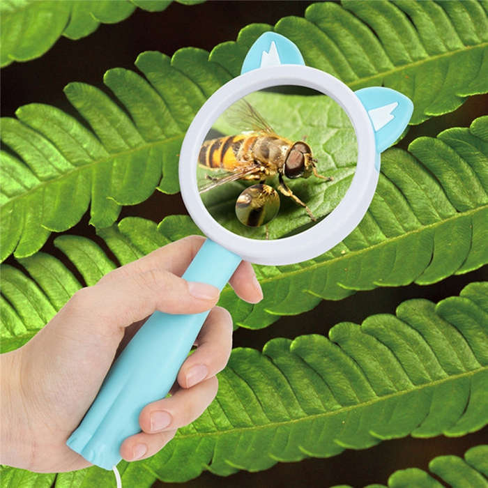 2275 5X/10X Cartoon Animal Handheld Children Science Experiment Magnifying Glass(Pink Rabbit)