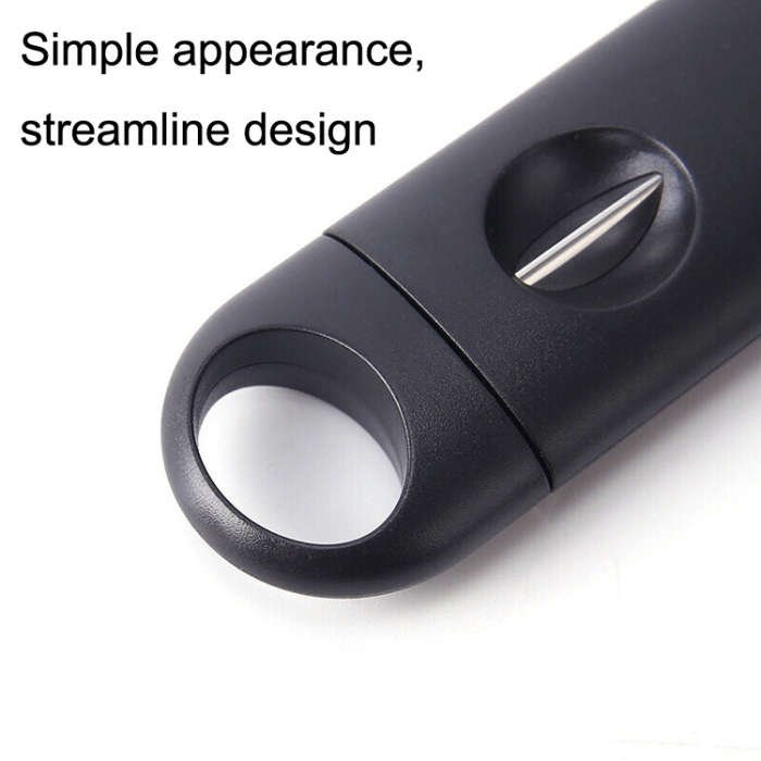 2pcs Portable Stainless Steel V Shaped Plastic Cigar Cutter Opening Hole(Black)