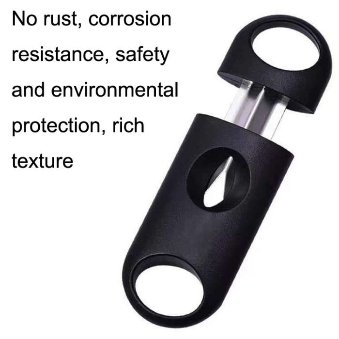 2pcs Portable Stainless Steel V Shaped Plastic Cigar Cutter Opening Hole(Black)