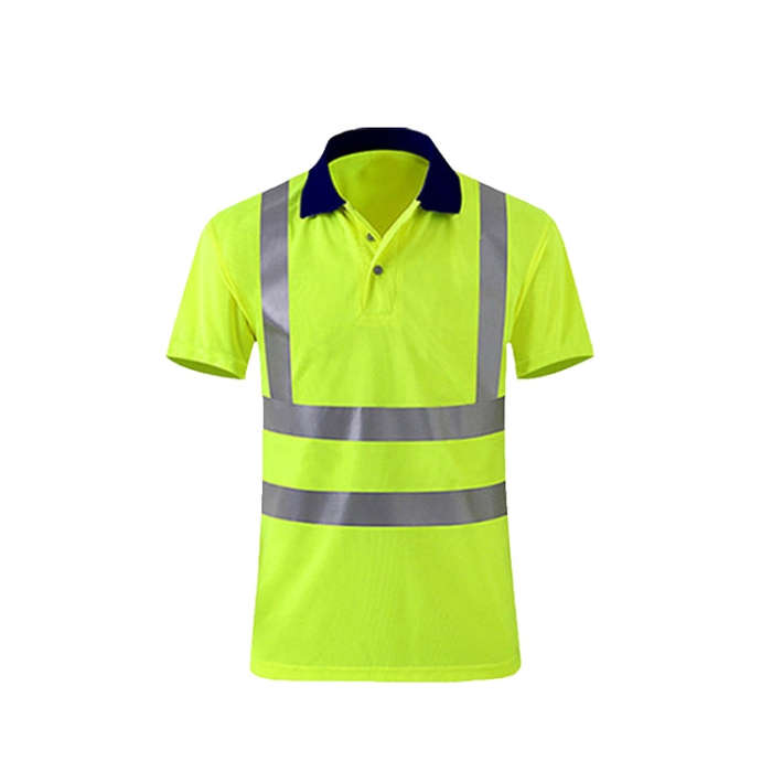 Reflective Quick-drying T-shirt Lapel Short-sleeved Safety Work Shirt, Size: XXXXL(Fluorescent Ye...