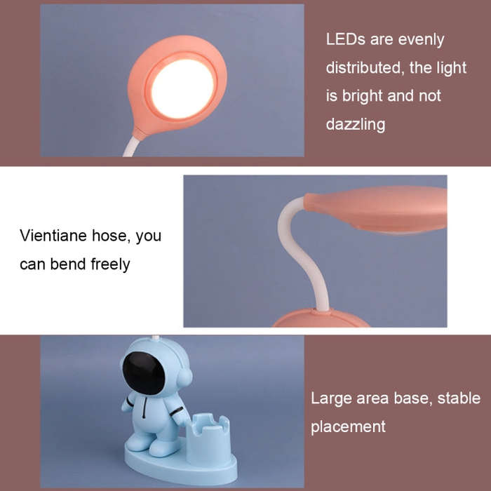 T509 Astronaut Pen Holder Desk Lamp with Pencil Sharpener Function(Pink)