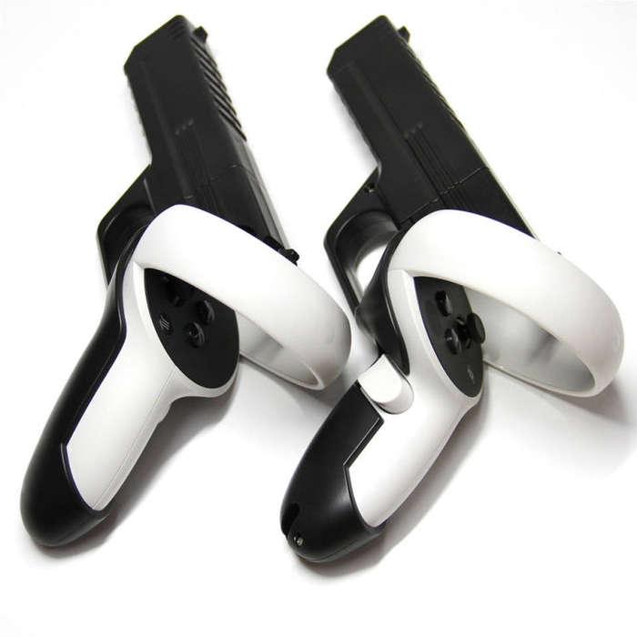 For Quest 2 VR Controller 1pair Sturdy Shooting Handle Holder(Black)