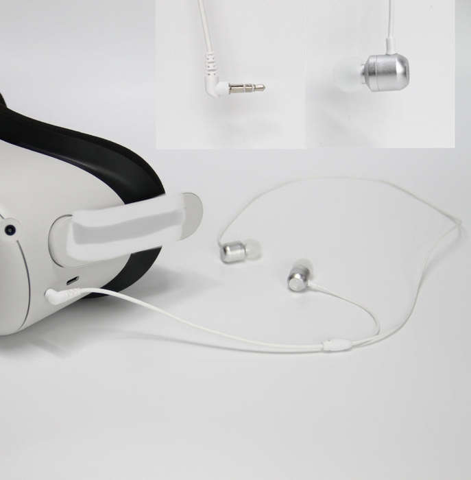 For Quest 2 VR Glasses Ear-in Headset 3.5 Elbow Aluminum Earphones(White)