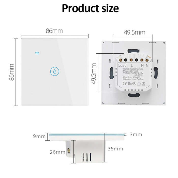 ZigBee 20A Water Heater Switch White High Power Time Voice Control EU Plug