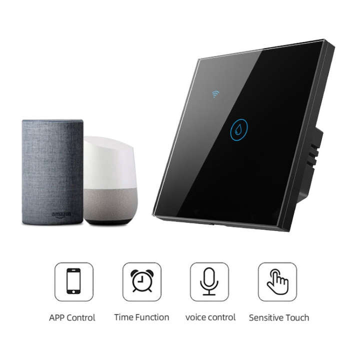 WIFI 20A Water Heater Switch Black High Power Time Voice Control EU Plug