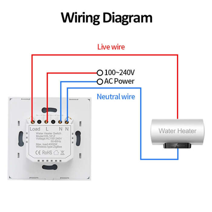 WIFI 20A Water Heater Switch Black High Power Time Voice Control EU Plug