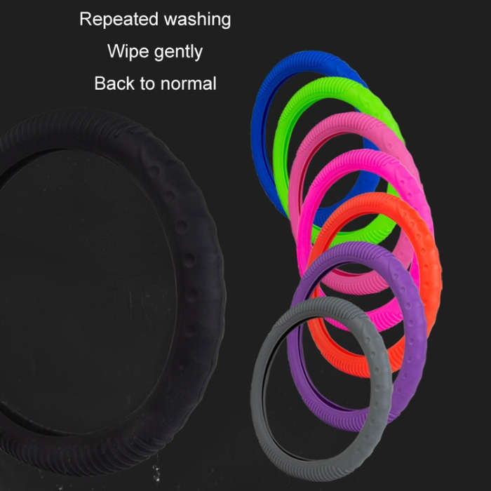 Silicone Non-slip Wear-resistant Concave Point Car Steering Wheel Cover, Size: 34-38cm(Purple)