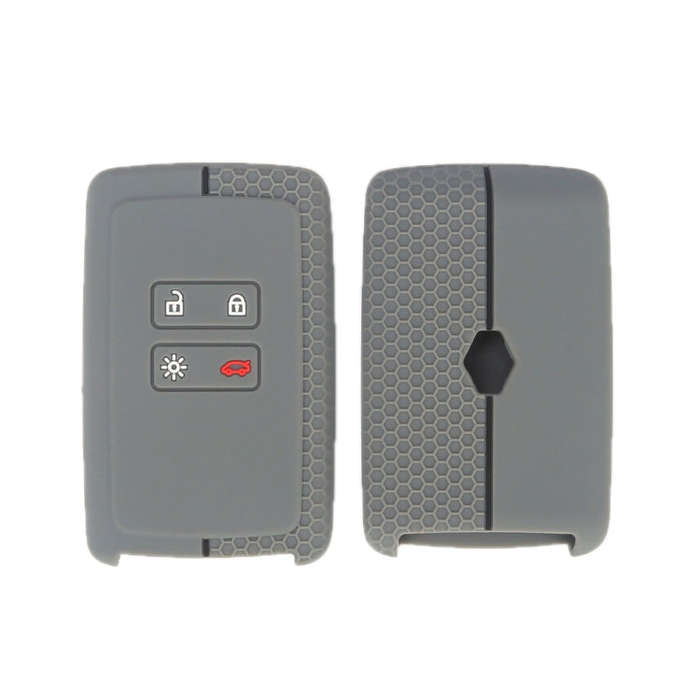 For Renault Koleos/Megane 2pcs 4 Button Honeycomb Pattern Silicone Key Cover(Dark Gray Black Line)