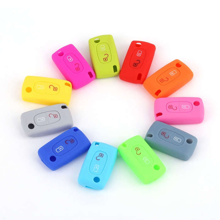 2pcs Car Key Cover for Peugeot 206/207/4008/3008 Citroen Sega/Triumph/C5(Luminous Green)
