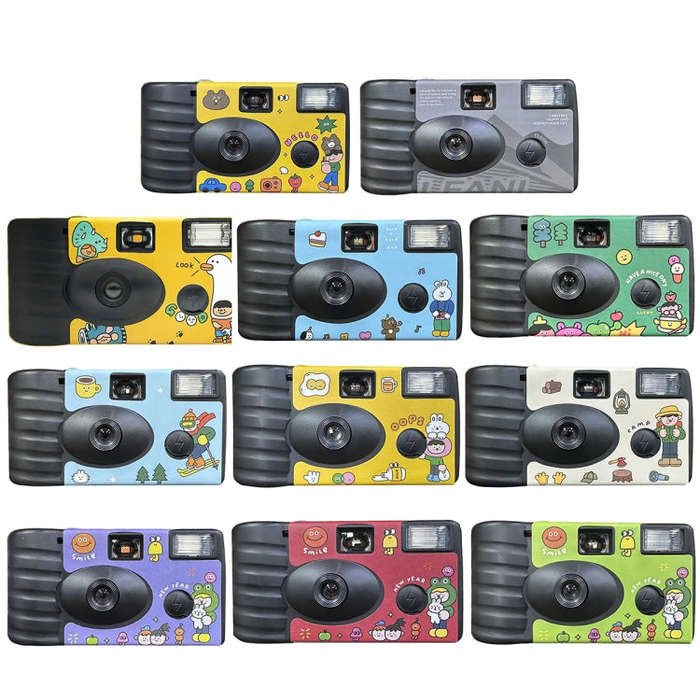 27pcs Illustration Retro Film Camera Waterproof Cartoon Decorative Stickers without Camera