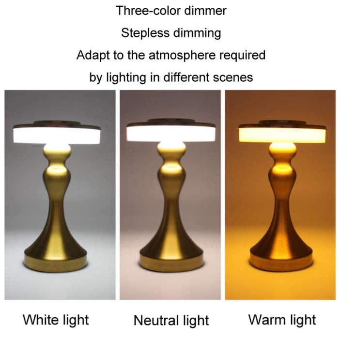 Retro Bar USB Rechargeable Metal Touch Desk Lamp, Specification: Gold(D Model)