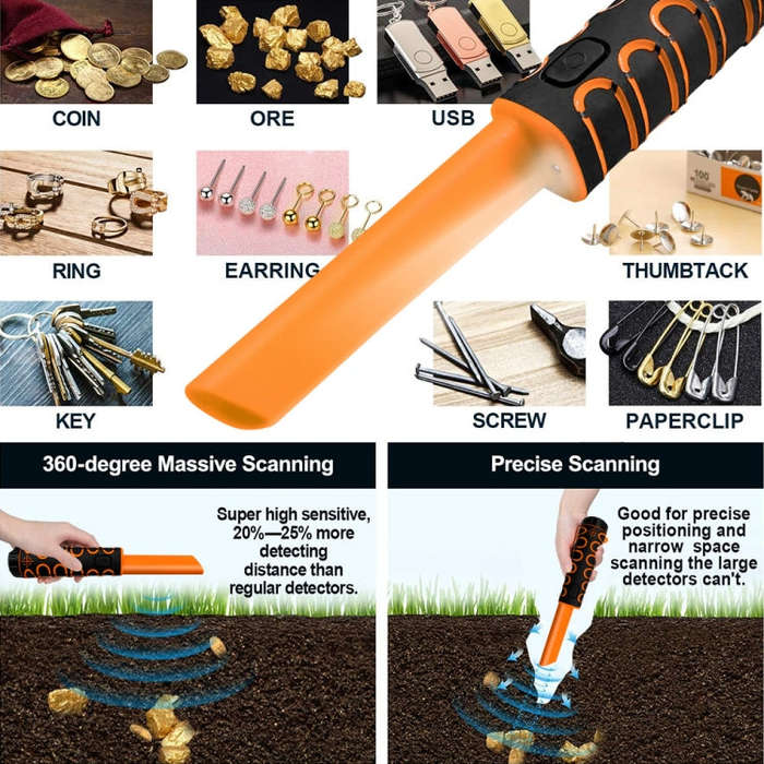 Goint IP68 Waterproof Convenience Metal Scanner High Sensitivity Underwater Metal Detector(Orange)