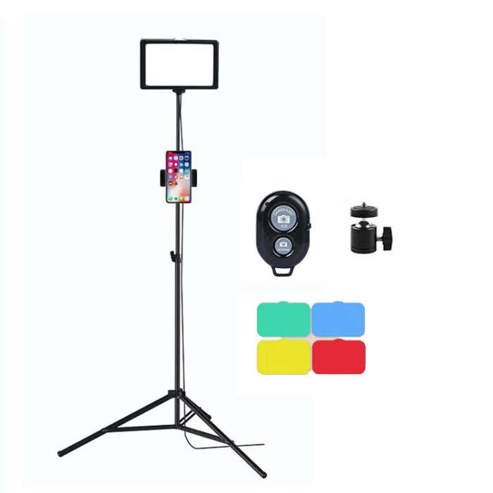 8 Inch 3200-5500K Three-color Temperature Photography Flat-panel Live Fill Light,Spec: 2.1m Brack...