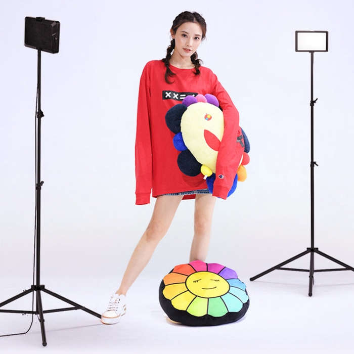 8 Inch 3200-5500K Three-color Temperature Photography Flat-panel Live Fill Light,Spec: 2.1m Brack...