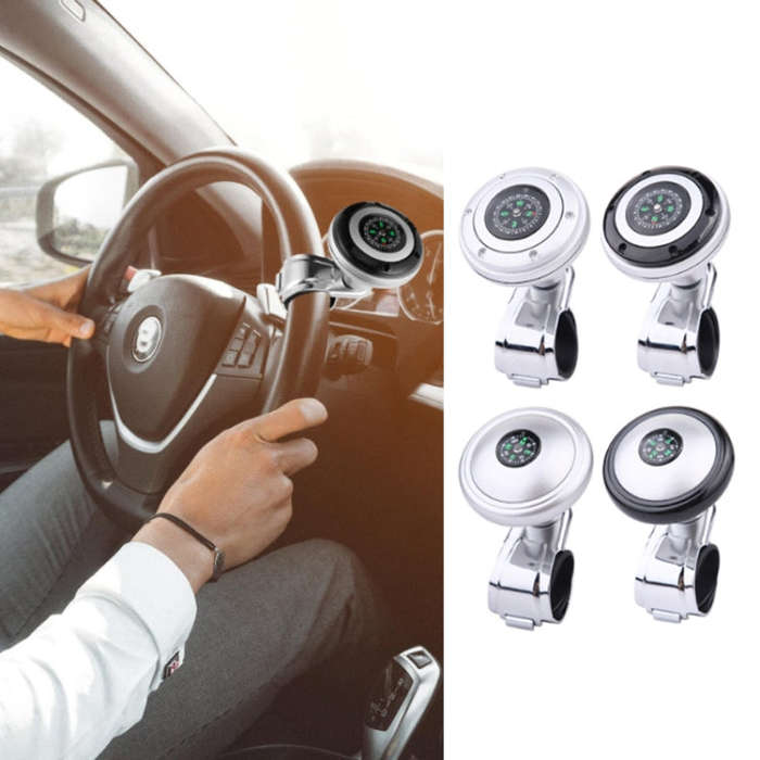 Car Steering Wheel Booster Ball Assist With Compass(A Model Black)