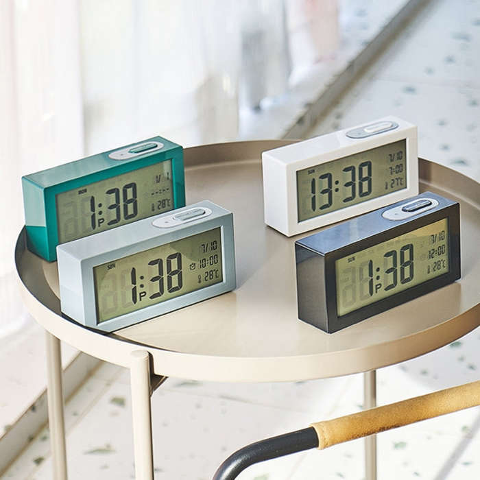 8890H Multifunctional Photosensitive Bedside Small Alarm Clock LCD Screen Digital Clock(Black)