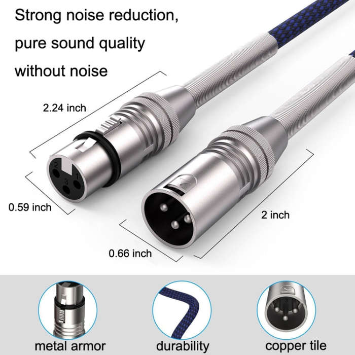 LHD010 Caron Male To Female XLR Dual Card Microphone Cable Audio Cable 0.3m(Blue)