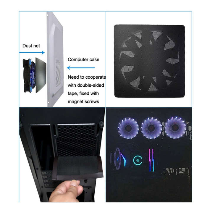10pcs 12cm Punching Magnetic Suction PVC Cooling Fan Dust Net Desktop Computer Industrial Fan Fil...