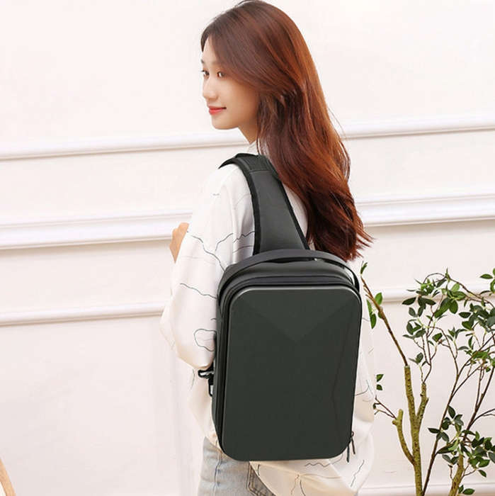 For DJI Mini 3 / Mini 3 Pro Hard Shell Storage Bag Box Chest Bag Shoulder Bag Messenger Bag(Silver)
