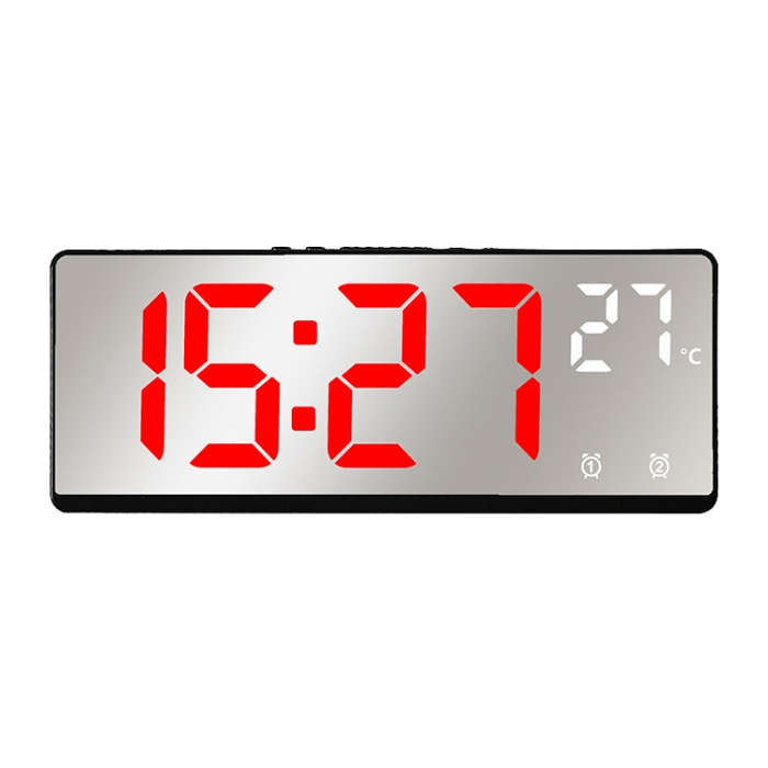 6631 LED Digital Display Multifunctional Electronic Clock Desktop Temperature Mirror Alarm Clock(...