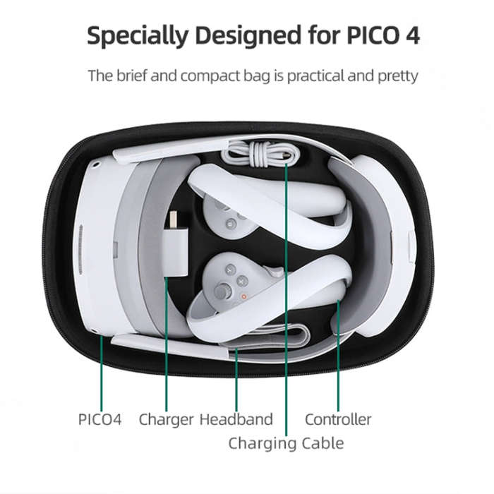 For PICO 4 Hifylux PC-BF16 VR Glasses All-in-one Headwear Protective Storage Bag(Black)