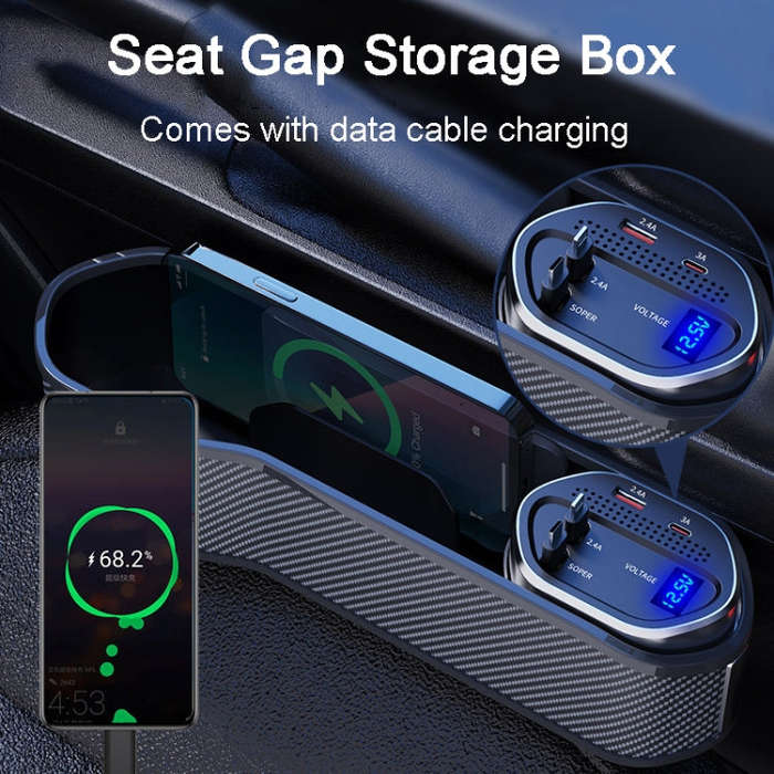 Vehicle Seat Gap Storage Box Organizer Front Seat Console Side Pocket ,Spec: Wireless Charging Up...