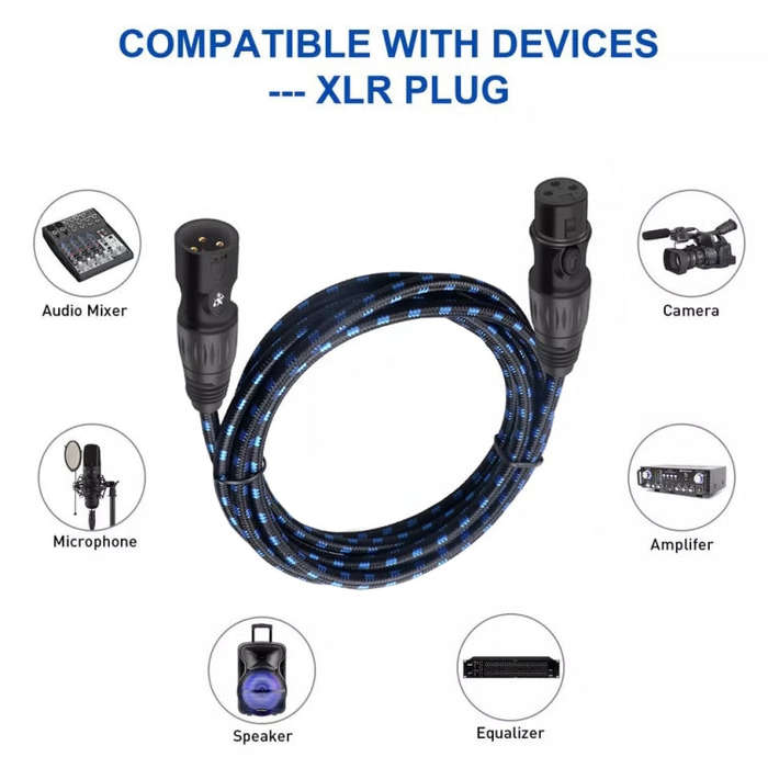KN006 10m Male To Female Canon Line Audio Cable Microphone Power Amplifier XLR Cable(Black Blue)