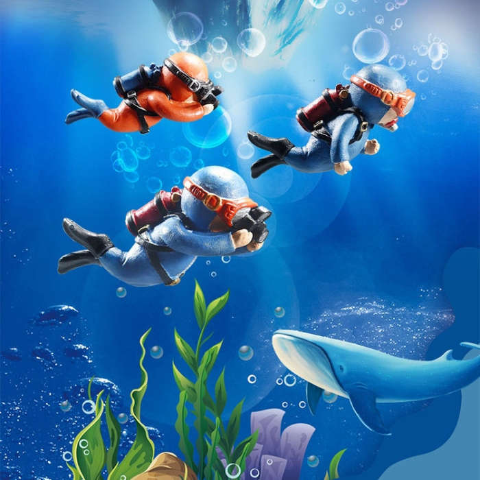 2pcs Fish Tank Diver Aquarium Ornaments Aquascape Decorations(With Camera Green)