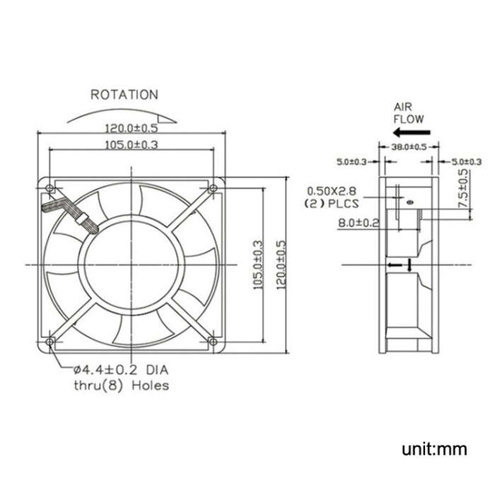 XIN RUI FENG XRF12038HASL 110V Oil Bearing 12cm Cooling Fan