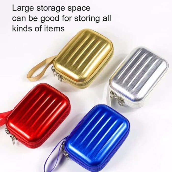 3pcs Rectangular Tinplate Coin Brushed Zipper Bag(Blue)