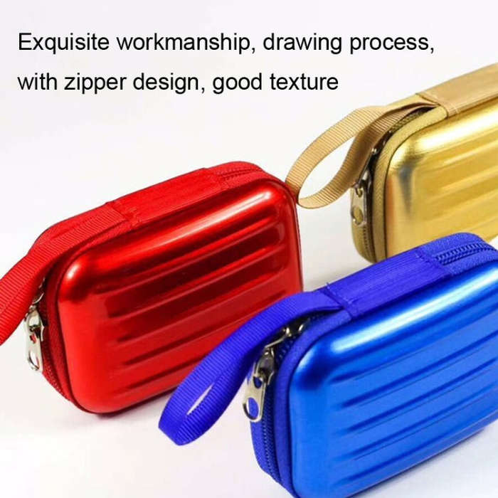 3pcs Rectangular Tinplate Coin Brushed Zipper Bag(Blue)