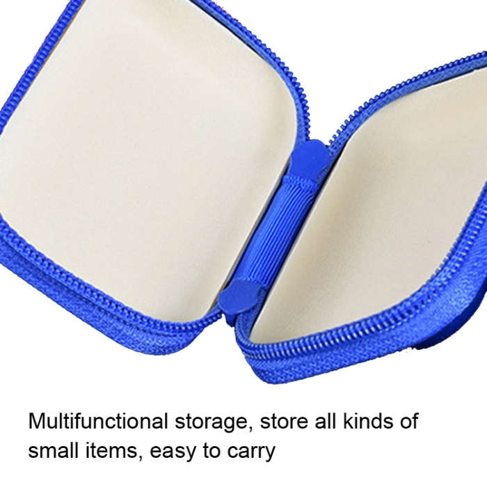 3pcs Rectangular Tinplate Coin Brushed Zipper Bag(Blue)