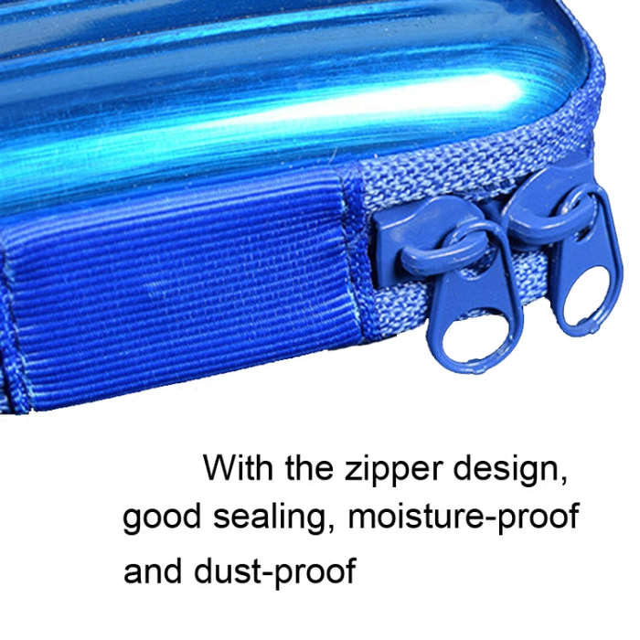 3pcs Rectangular Tinplate Coin Brushed Zipper Bag(Blue)